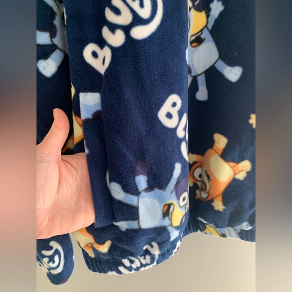 Adult Bluey & Bingo Blue & Orange Fleece Long Sleeve 3/4 Button Pull Over Sz M - Picture 5 of 9